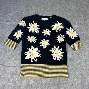 Chinti & Parker Sweater Top Small Wool Cashmere Bumble Bee Sun flower Crewneck